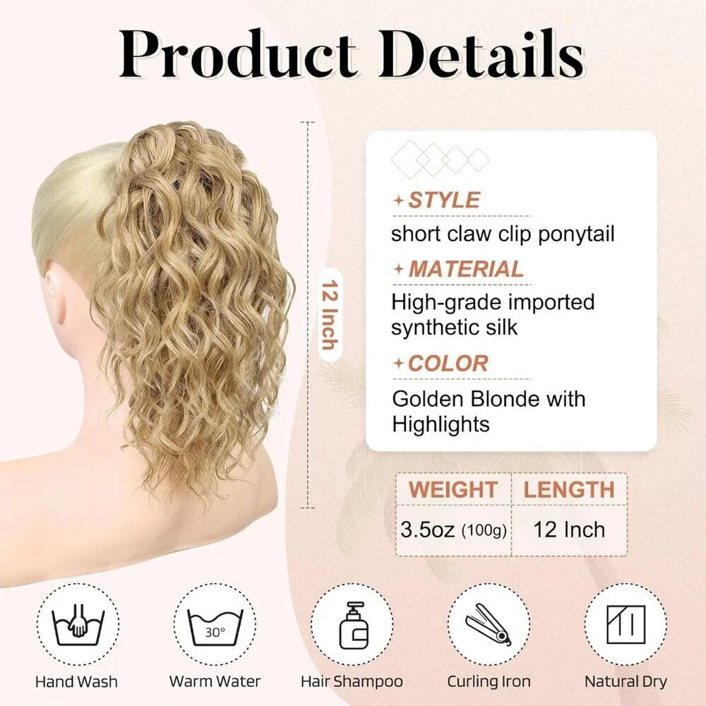 Ponytail Extension Wavy Curly Synthetic Hairpiece 12